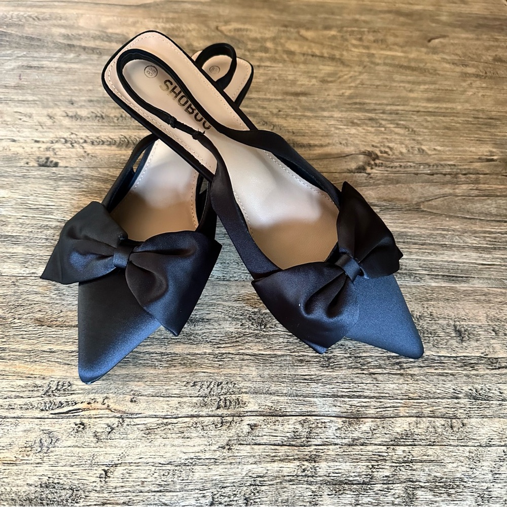 Black Satin Slingback